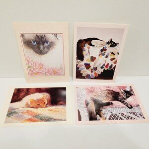 4 Vtg Leanin Tree Cat Kittens Kitty Mix Briman Tabby Blank Greeting Cards CLEAN